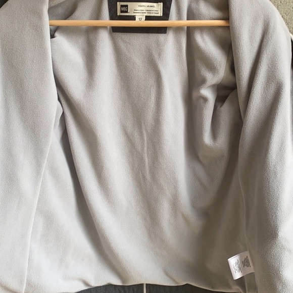 MEC Rain Jacket Black with Gray detail and fleece lining - Picture 5 of 10